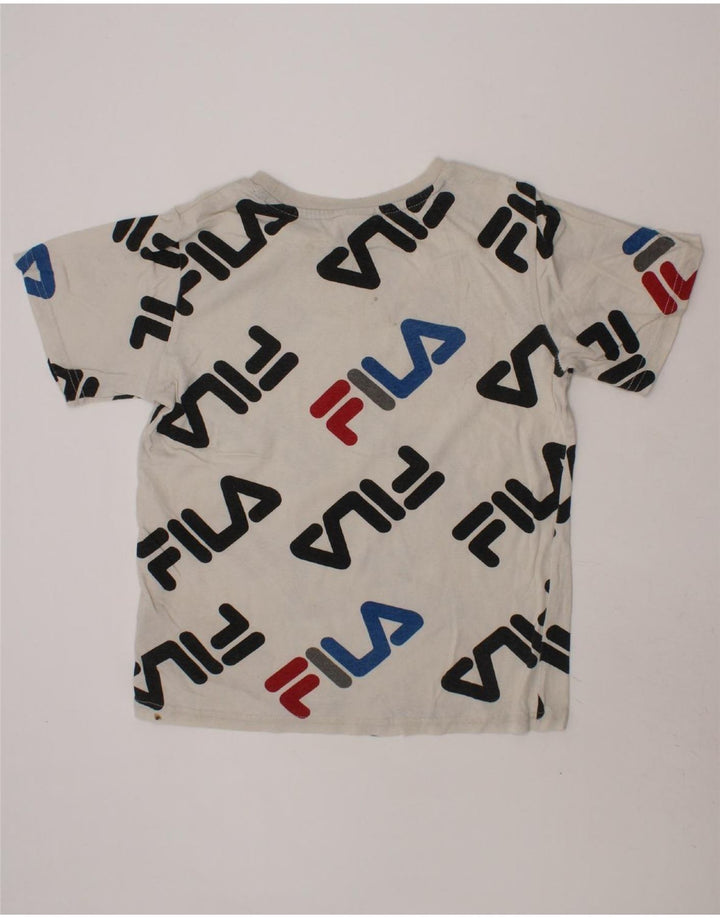 FILA Boys Graphic T-Shirt Top 7-8 Years Medium Off White Cotton Vintage Fila and Second-Hand Fila from Messina Hembry 
