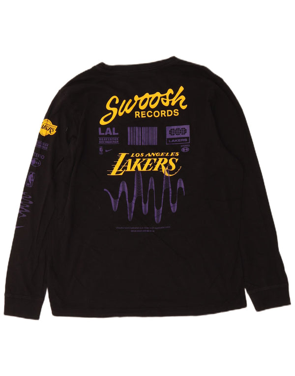 Nike Los Angeles Lakers Maglietta grafica da uomo a maniche lunghe grande in cotone nero