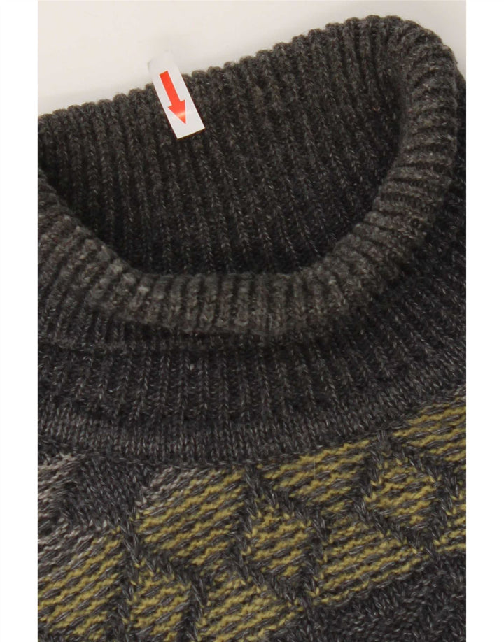 Maglione maglione da uomo con collo alto Gilberto IT 56 2XL Lana geometrica grigia