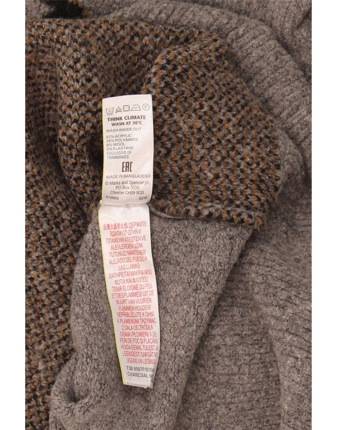 Maglione maglione a collo alto da donna Marks & Spencer UK 18 XL Grigio