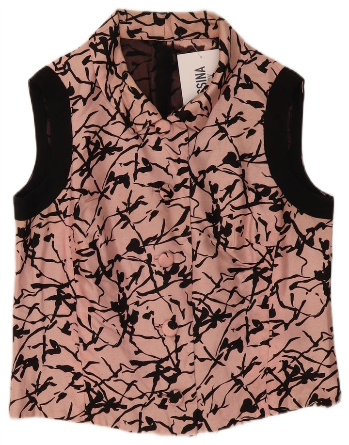 Gilet vintage da donna con motivo astratto UK 14 rosa medio