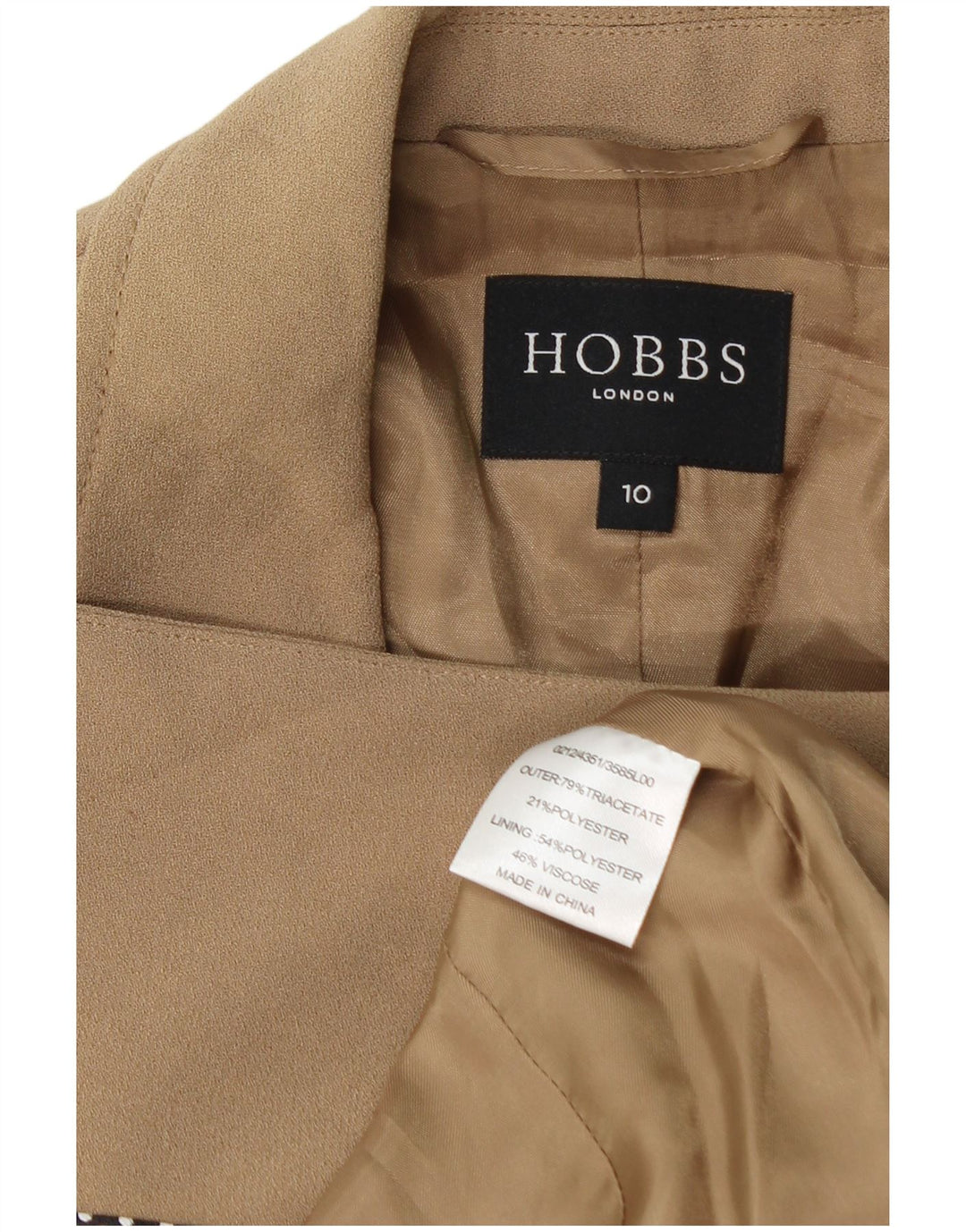 Giacca blazer doppiopetto da donna Hobbs UK 10 piccola triacetato beige