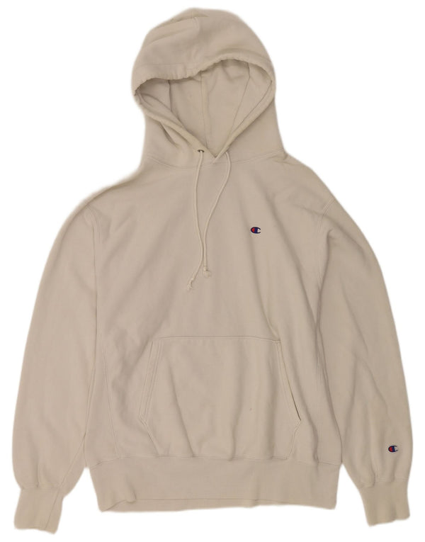 Felpa con cappuccio Champion Reverse Weave da uomo, grande, in cotone bianco