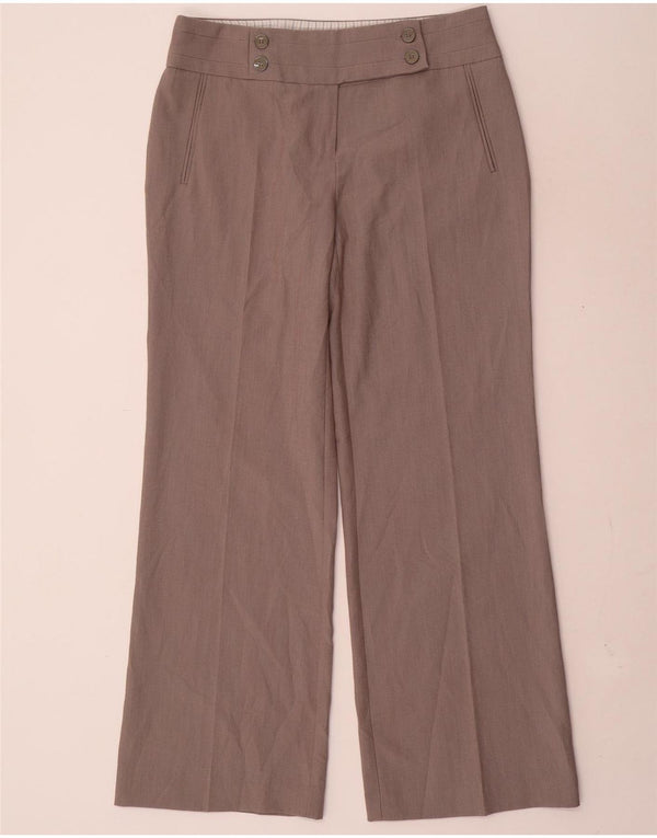 Pantaloni casual a gamba larga da donna Marks & Spencer UK 12 Medium W30 L31 Grigio