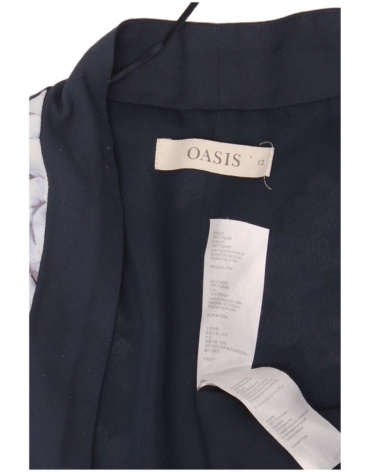 Top cardigan oversize da donna Oasis UK 12 medio blu navy floreale