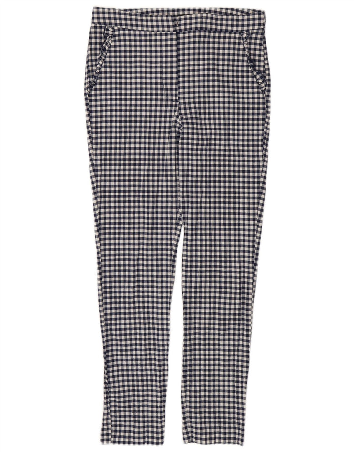 ZARA Womens Slim Chino Trousers Medium W28 L26 Navy Blue Gingham