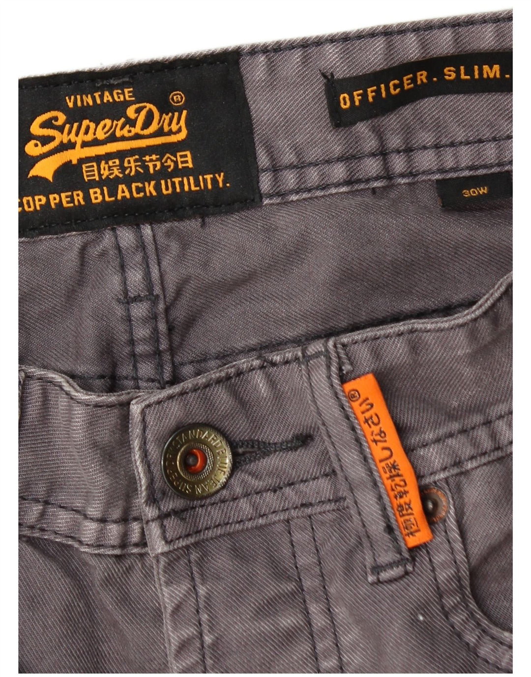 Pantaloncini di jeans slim da uomo Superdry W30 cotone grigio medio