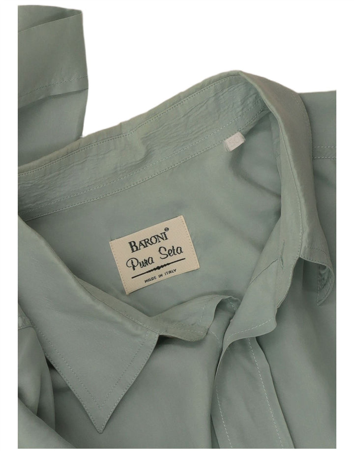 Camicia Uomo Manica Corta BARONI IT 50 Verde Medio In Seta