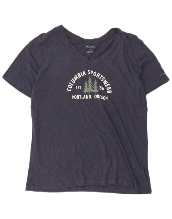 Maglietta grafica Columbia da donna Portland, taglia UK 16, grande, in cotone blu navy