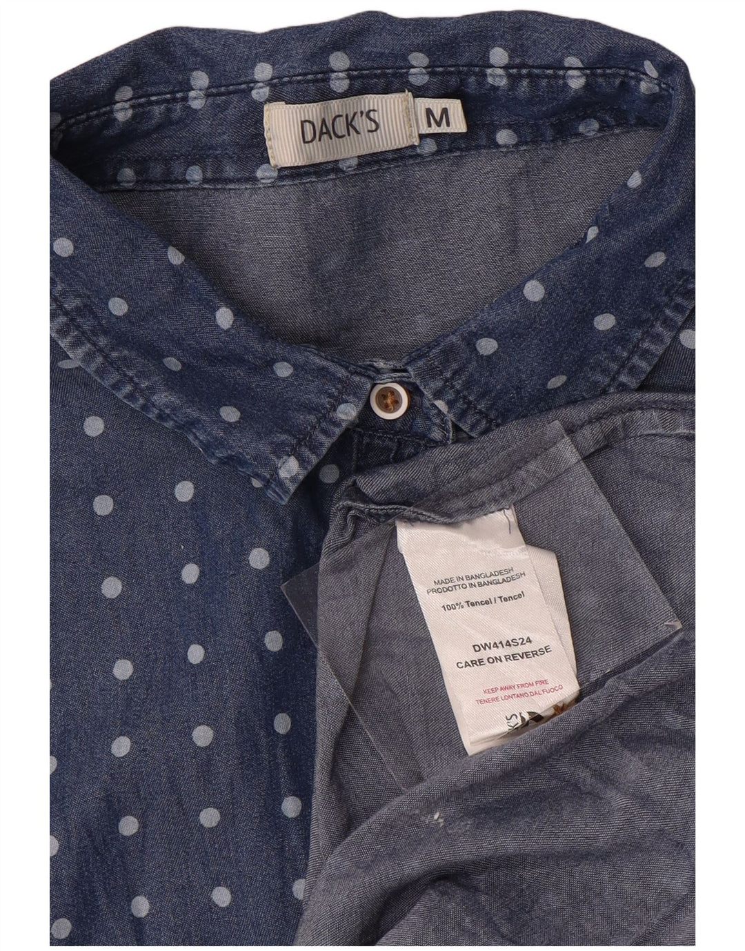 Camicetta da donna a maniche corte da donna di Dack UK 14 medio blu navy a pois