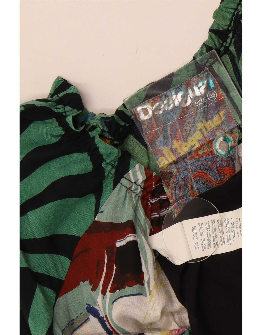 Desigual Abito da donna con stampa grafica a vita bassa EU 38 Medio multicolore floreale