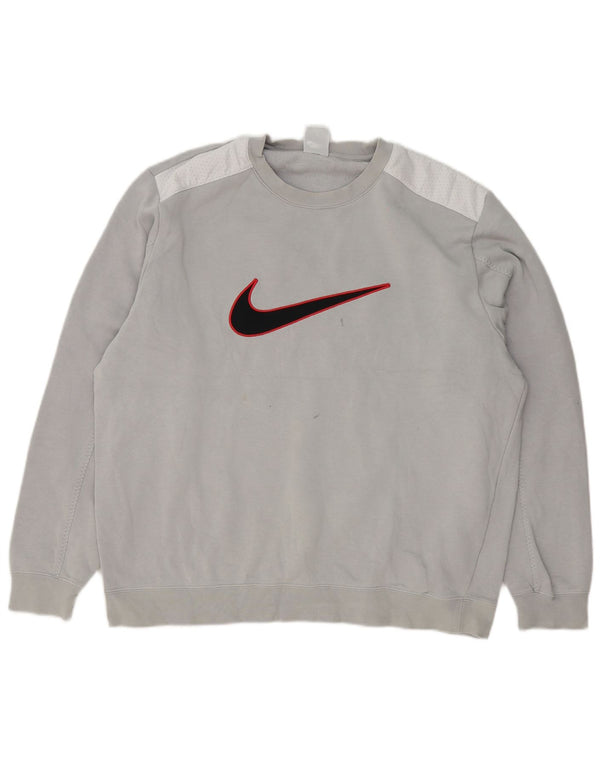 Nike Mens Graphic Sweatshirt Jumper Large Grey Colourblock Cotton