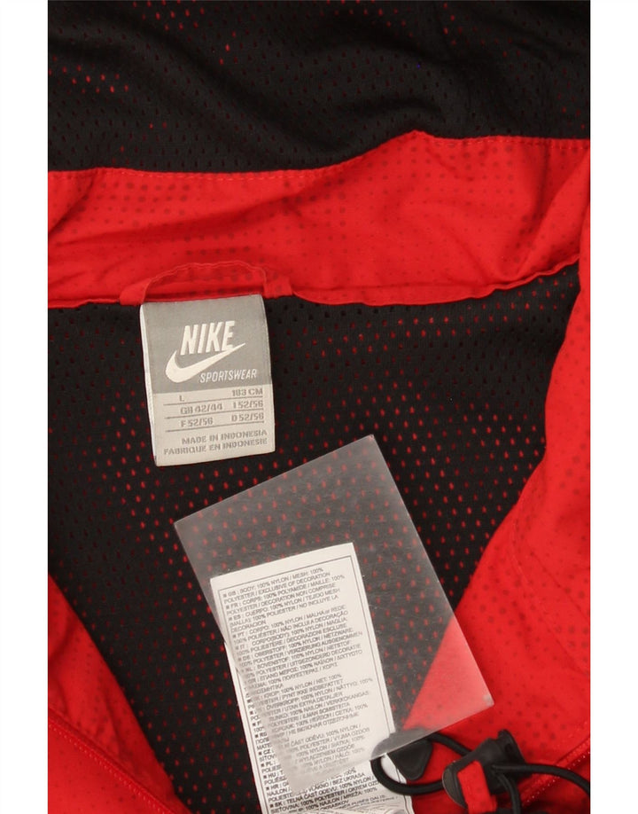Giacca antipioggia con cappuccio Nike da uomo UK 42/44 Grande nylon geometrico rosso