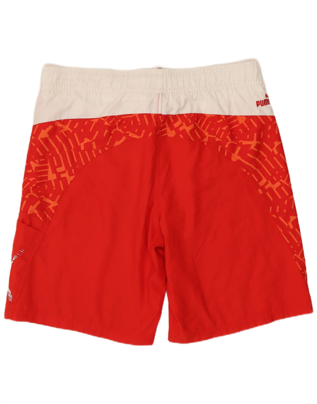 Pantaloncini da bagno grafici da uomo Puma in poliestere color block rosso medio