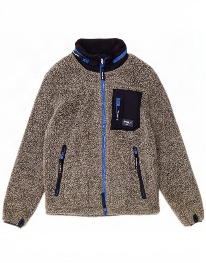 Giacca in pile da uomo con cappuccio Superdry UK 42 XL Poliestere color block grigio
