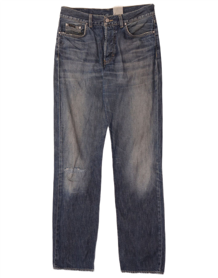 Jeans dritti invecchiati da uomo Calvin Klein W32 L34 Blu