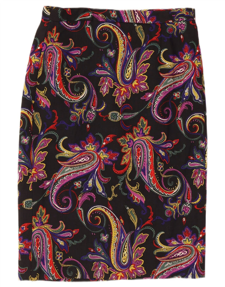 Gonna a tubino vintage da donna W30 media con motivo cachemire multicolore