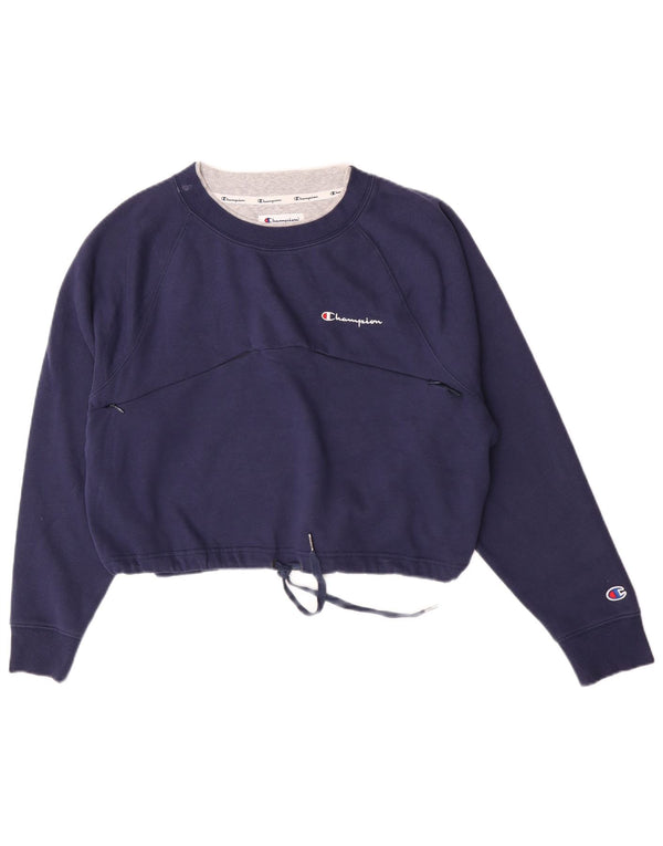 Felpa corta da donna Champion UK 16 Large in cotone blu navy