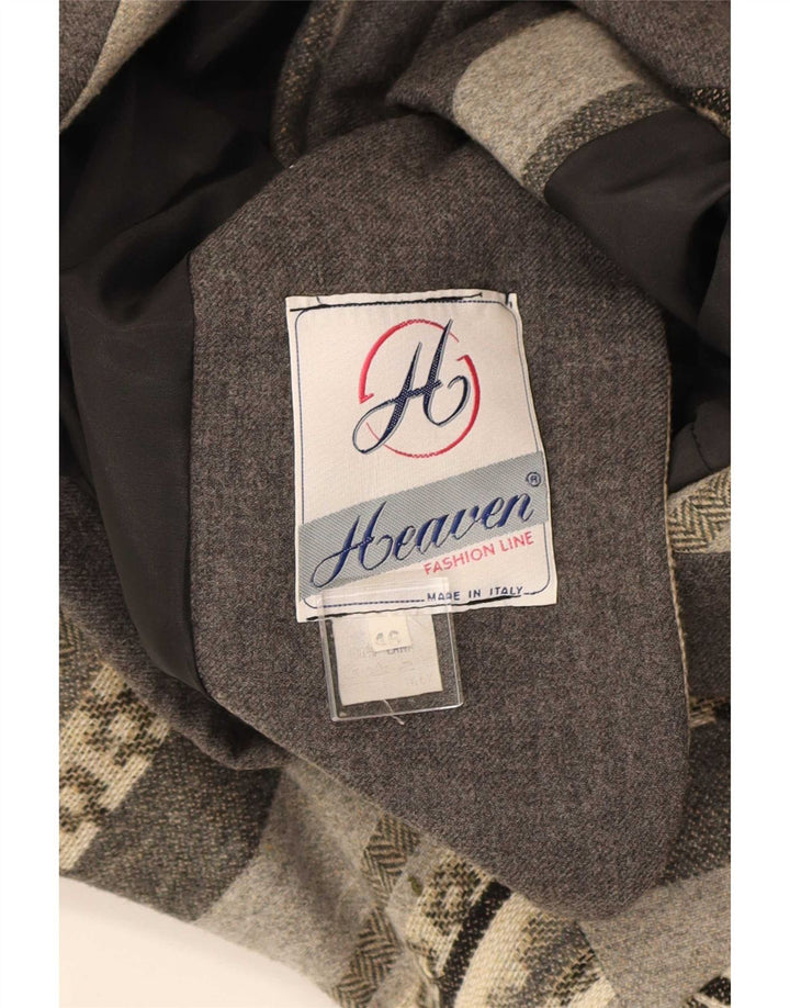 HEAVEN Giacca blazer a 3 bottoni da donna IT 46 Lana geometrica grigia grande