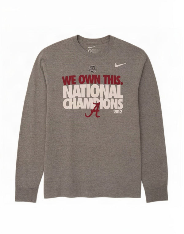 Nike - Top grafico da uomo con vestibilità regolare, manica lunga, cotone grigio medio