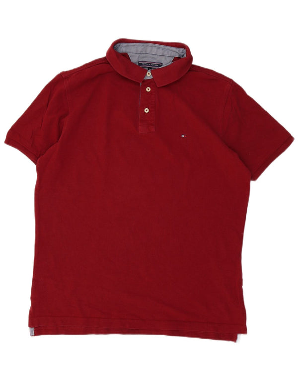 Polo da uomo Tommy Hilfiger XL in cotone bordeaux