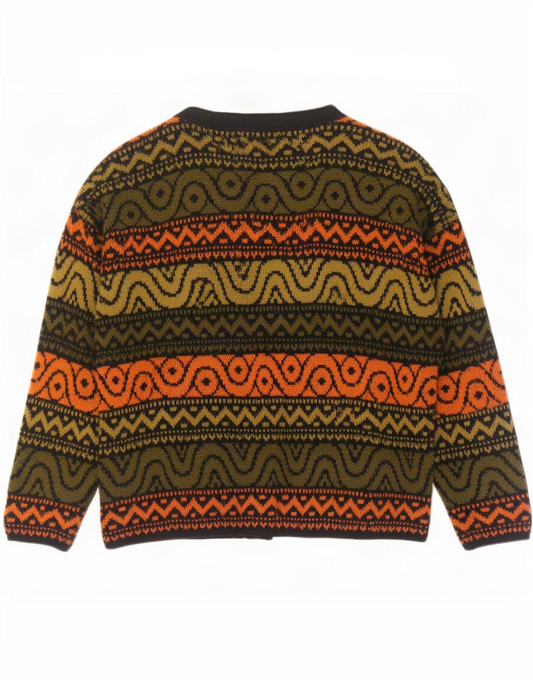 Maglione cardigan oversize da donna vintage UK 18 XL multicolore geometrico