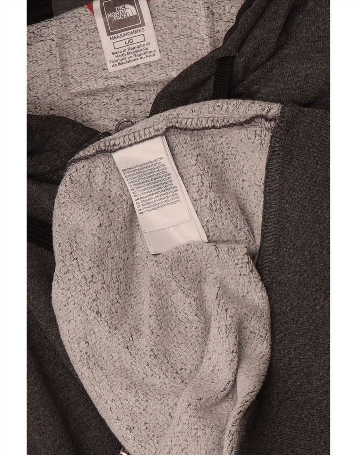 THE NORTH FACE Maglione con cappuccio e zip da uomo grande in cotone grigio