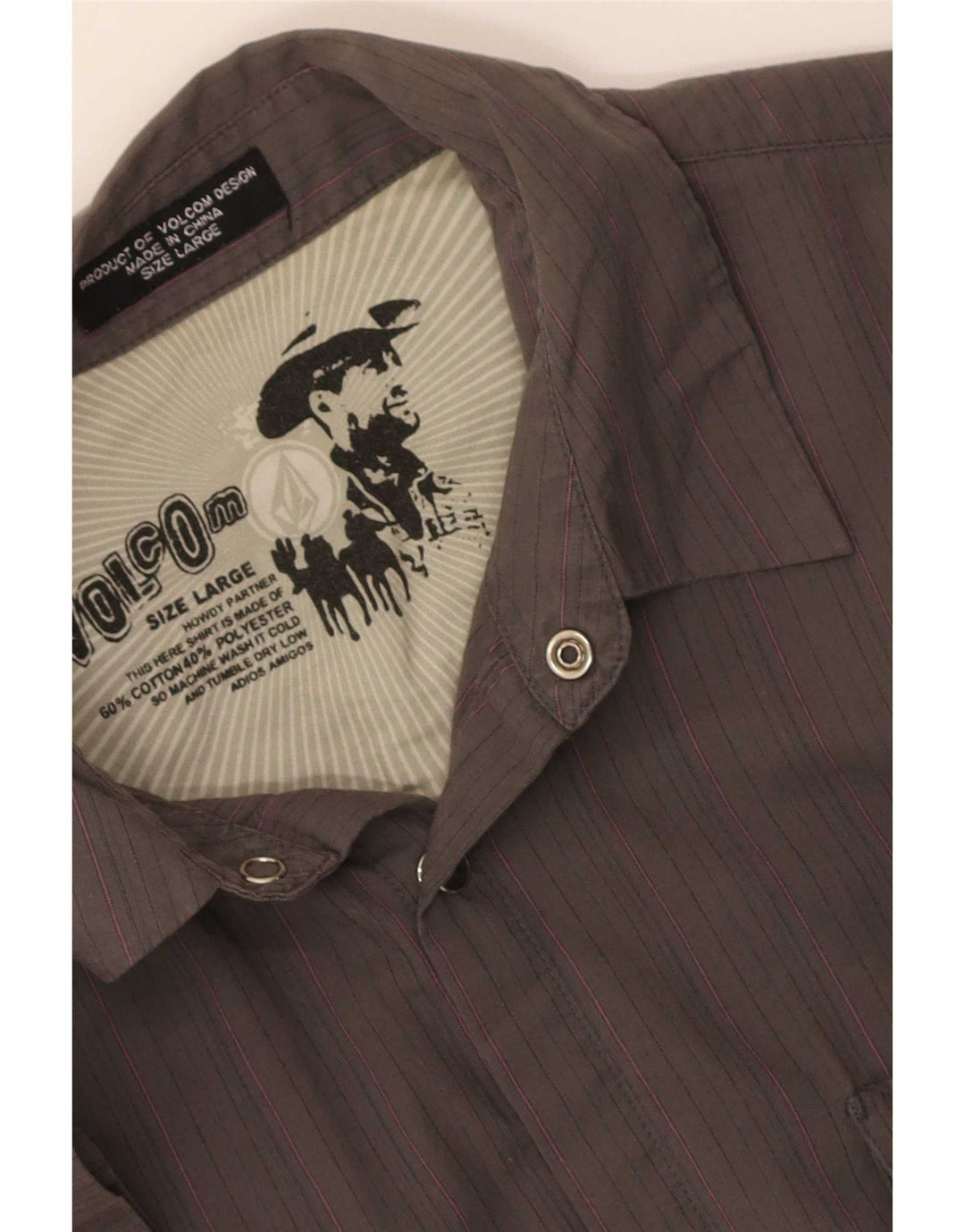 Camicia a maniche corte da uomo Volcom Large in cotone gessato grigio