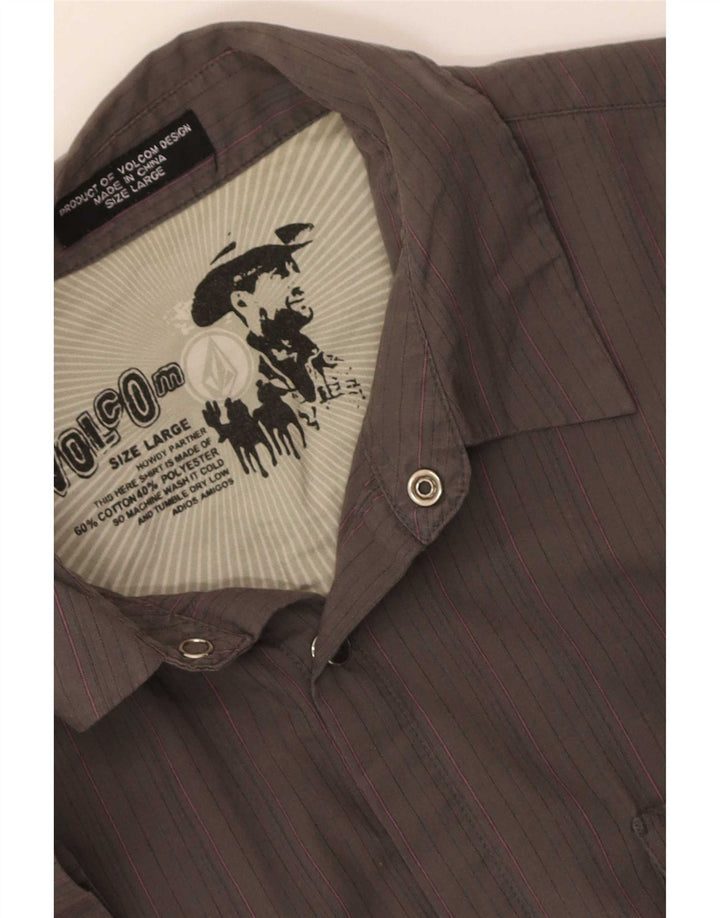 Camicia a maniche corte da uomo Volcom Large in cotone gessato grigio