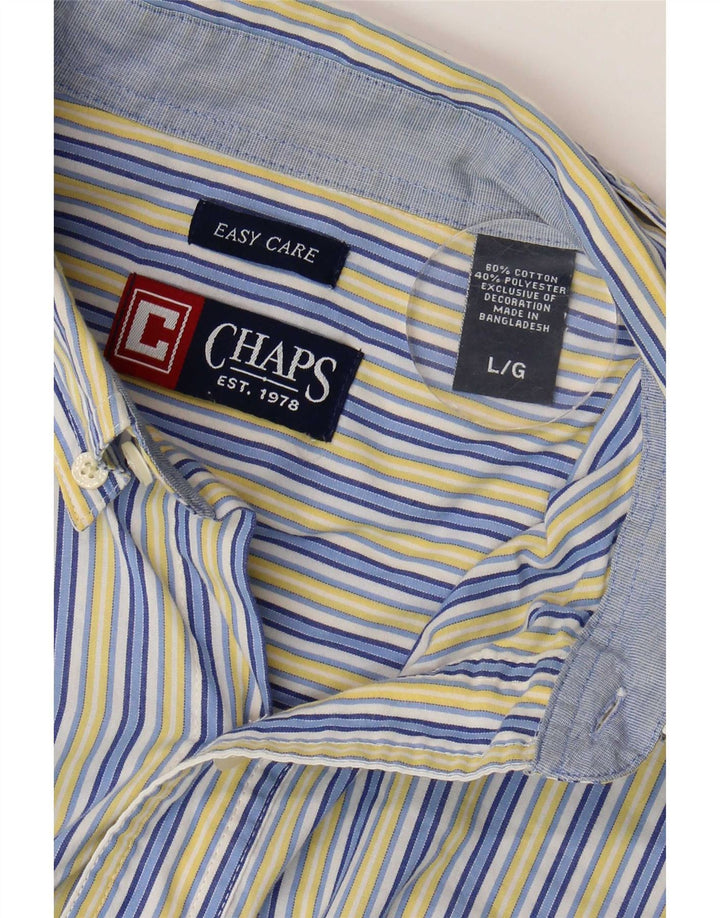 Chaps Camicia da uomo Easy Care, cotone a righe grandi blu