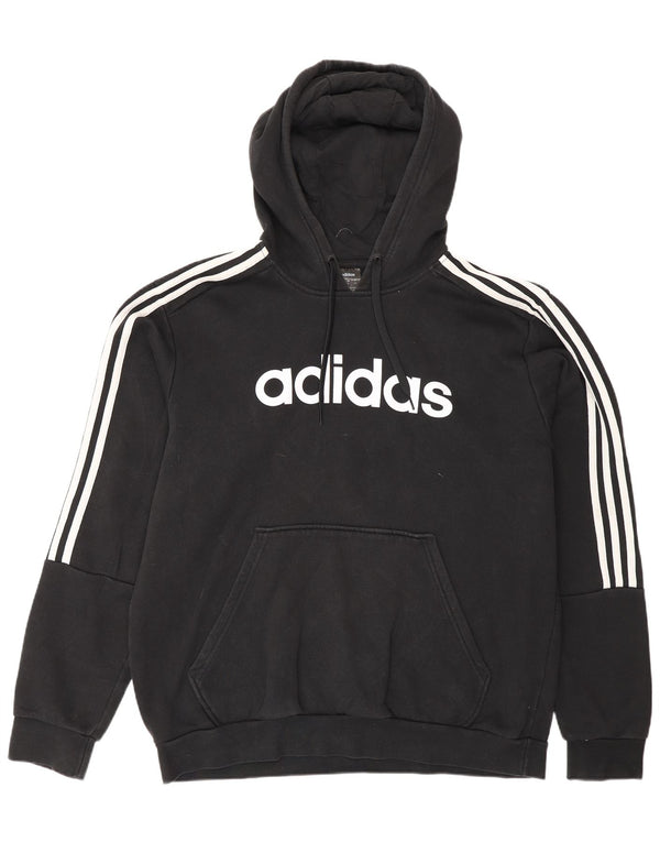 Felpa con cappuccio grafica da uomo Adidas XL in cotone nero sportivo