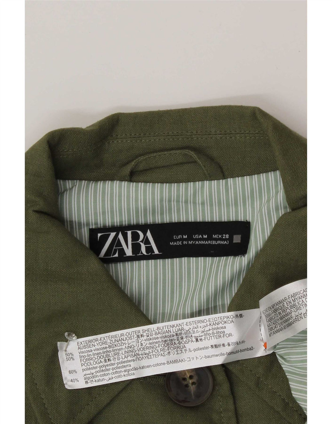 Giacca utility oversize da donna Zara UK 14 Viscosa verde medio