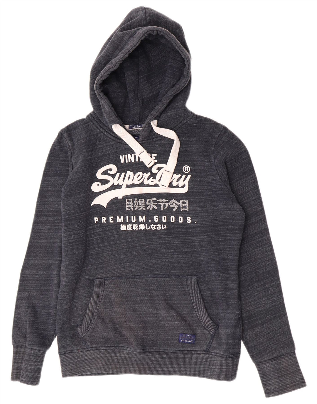 Felpa con cappuccio grafica da donna Superdry UK 14 cotone blu navy medio