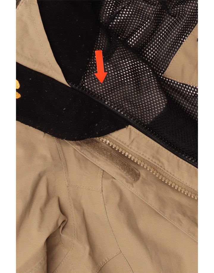 Giacca antipioggia con cappuccio da donna Jack Wolfskin UK 12/14 Colorblock beige medio