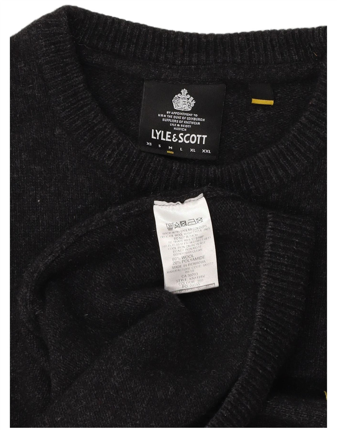 LYLE & SCOTT Mens Crew Neck Jumper Sweater Medium Grey Wool