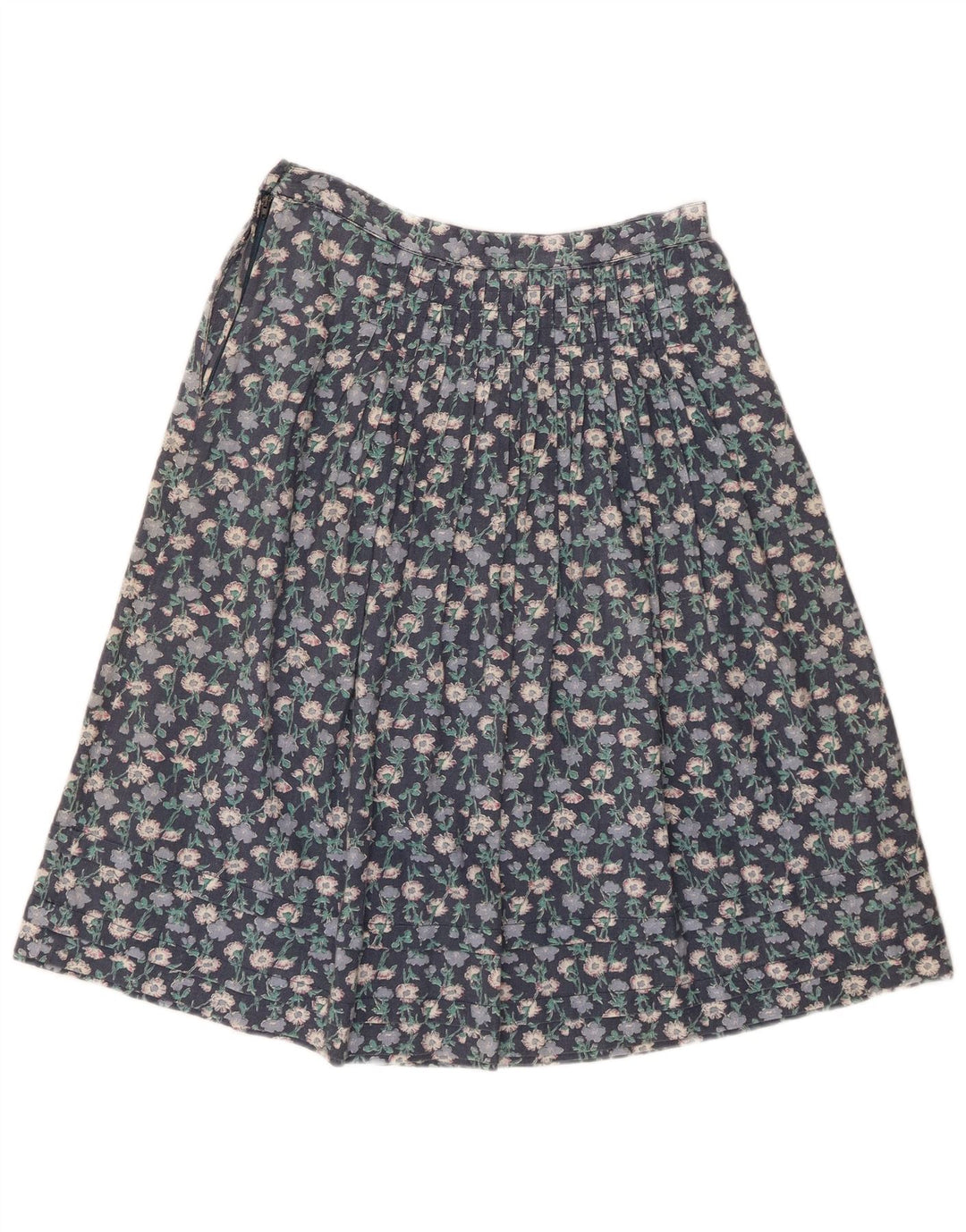Gonna a trapezio da donna vintage W28 floreale blu medio