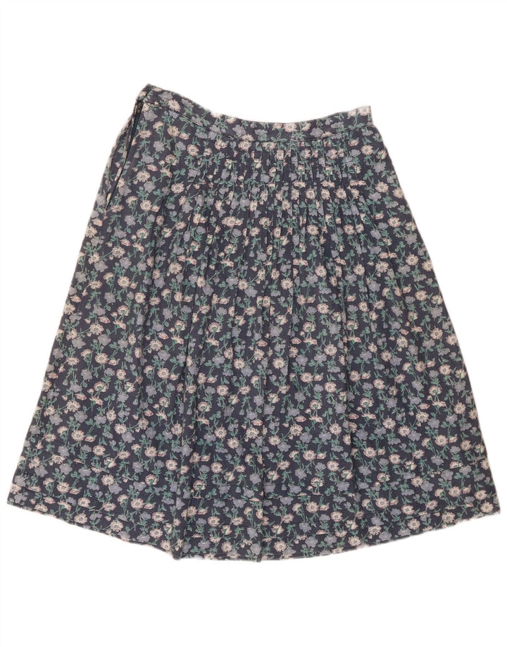 Gonna a trapezio da donna vintage W28 floreale blu medio