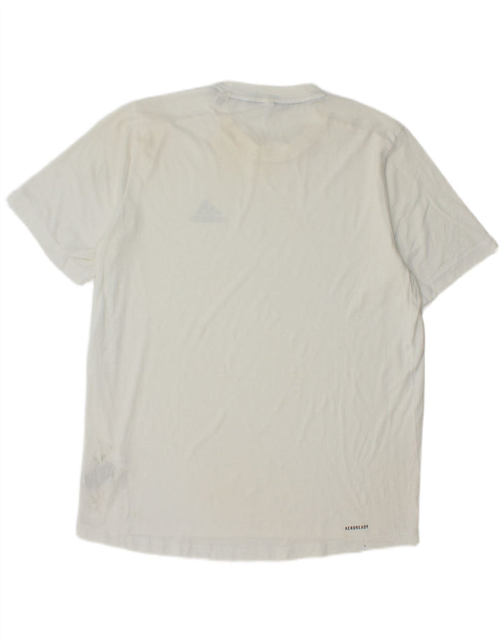 T-shirt Adidas Aeroready da uomo Top in poliestere bianco medio