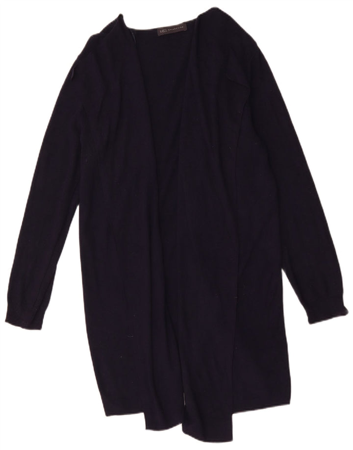 Maglione cardigan lungo da donna Marks & Spencer UK 14 medio blu navy