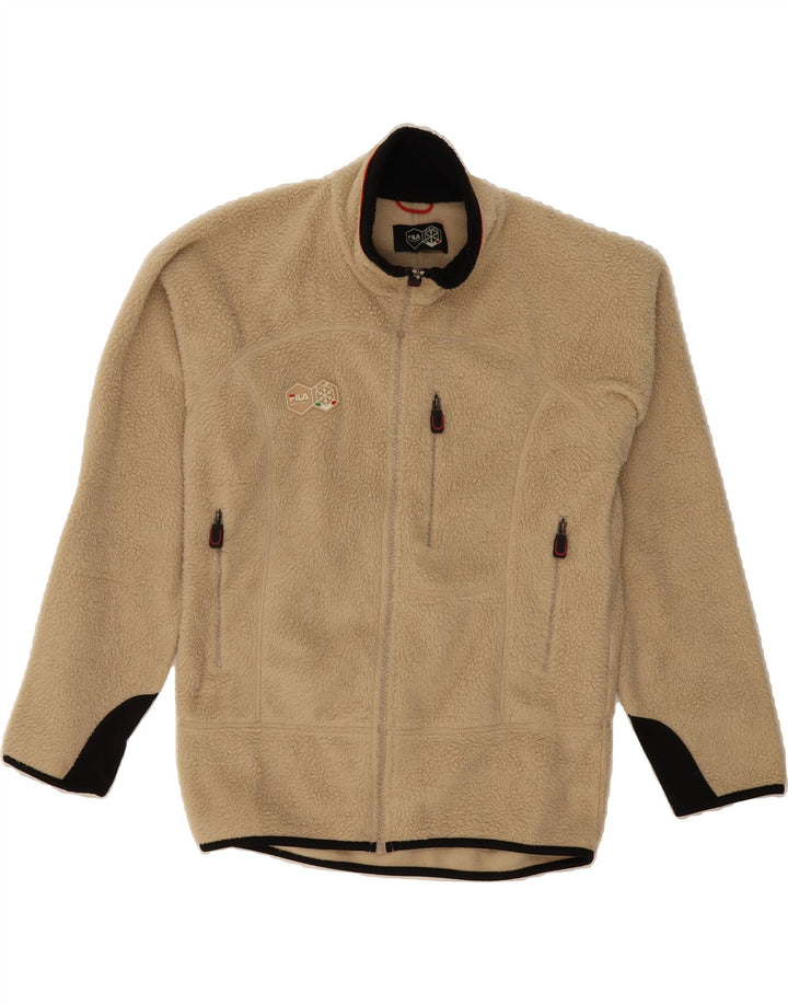 FILA Mens Fleece Jacket UK 36 Small Beige Polyester Vintage Fila and Second-Hand Fila from Messina Hembry 