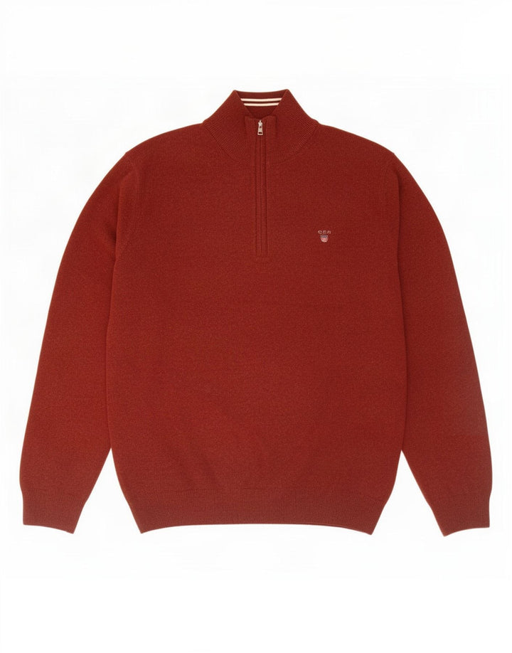 Gant Maglione da uomo con zip e collo in lana marrone medio