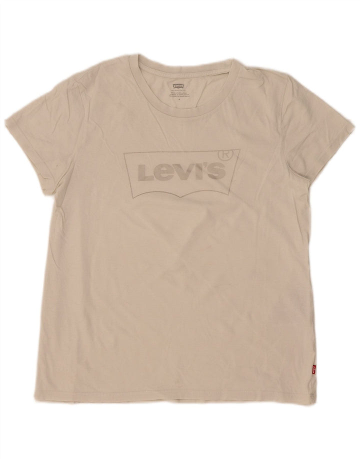 T-shirt grafica da donna Levi's Top UK 14 cotone bianco medio