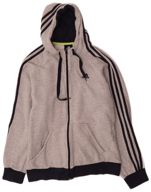 Maglione con cappuccio e zip da uomo Adidas grande in cotone color block grigio