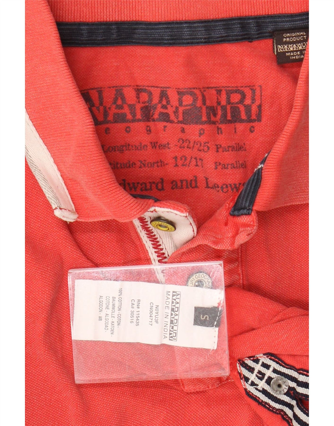 Polo da uomo con grafica geografica NAPAPIJRI piccola in cotone rosso