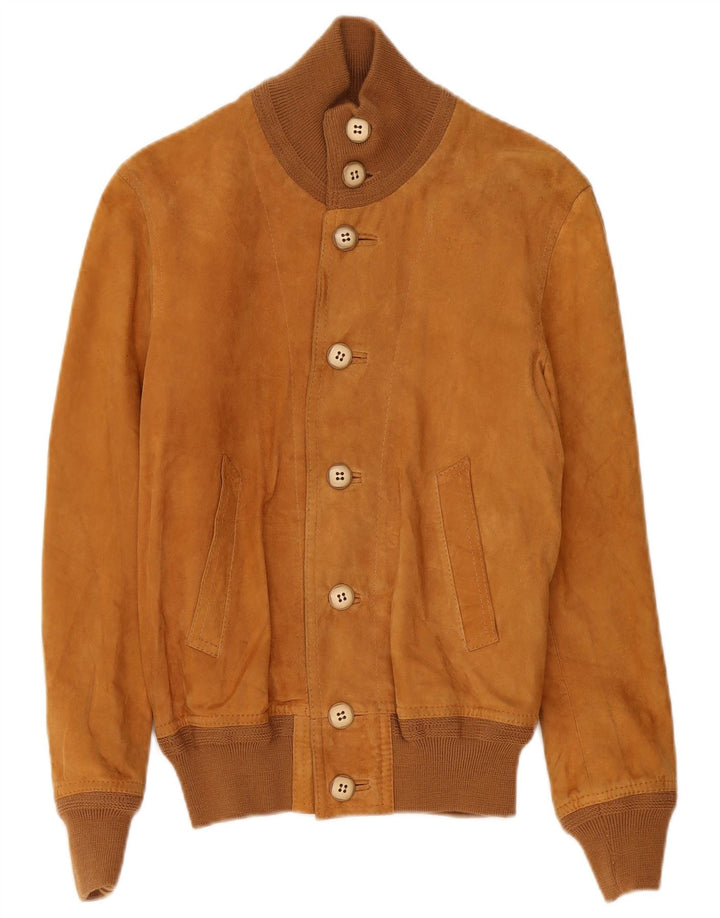 Giubbotto bomber vintage in pelle scamosciata da uomo IT 48 in pelle beige medio