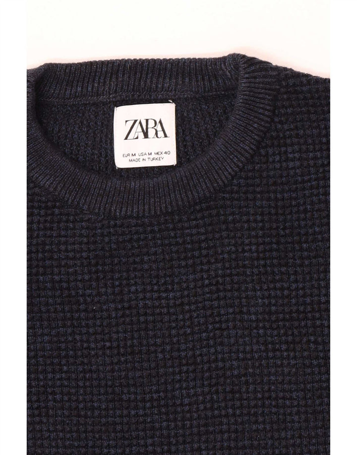 Maglione maglione girocollo da uomo Zara blu navy medio