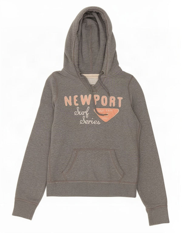 Maglione con cappuccio grafico da donna Hollister UK 14 Cotone grigio medio