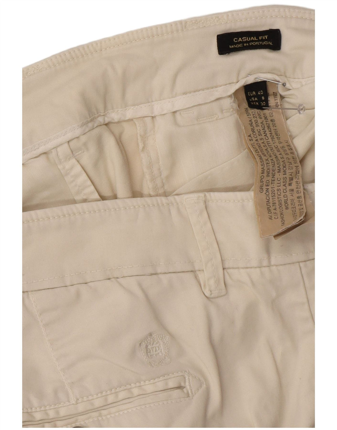 Pantaloni chino da donna Massimo Dutti EU 40 medio W30 L29 bianco sporco