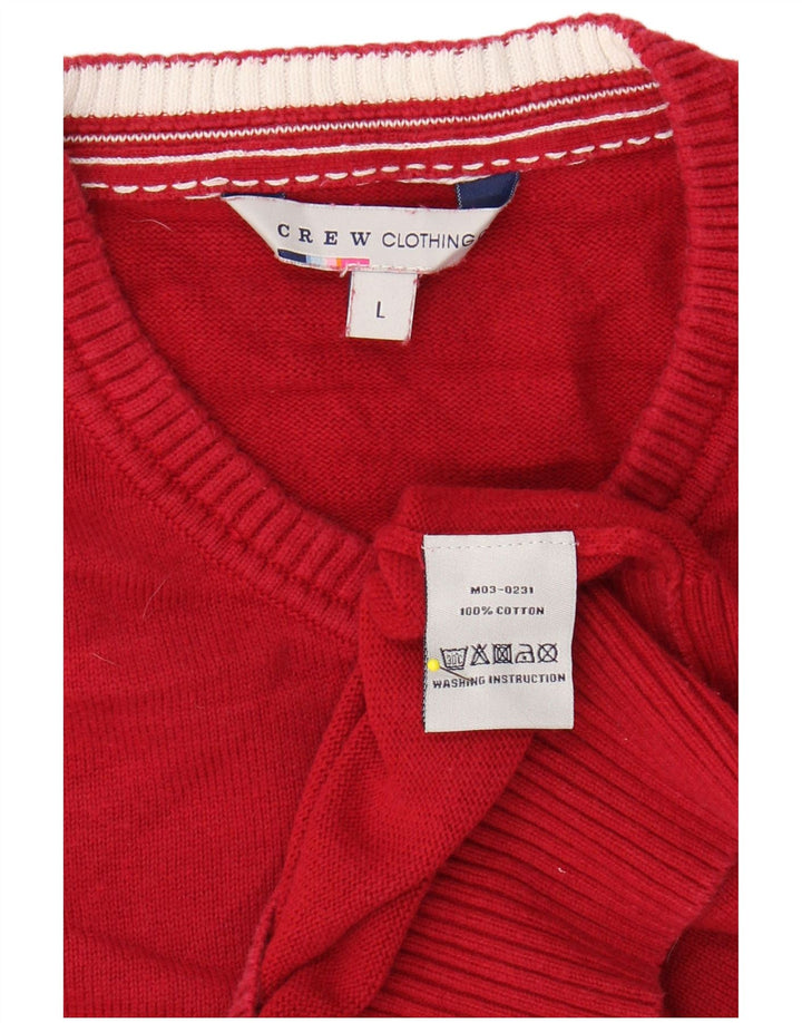 CREW CLOTHING Maglione da uomo con scollo a V grande cotone rosso