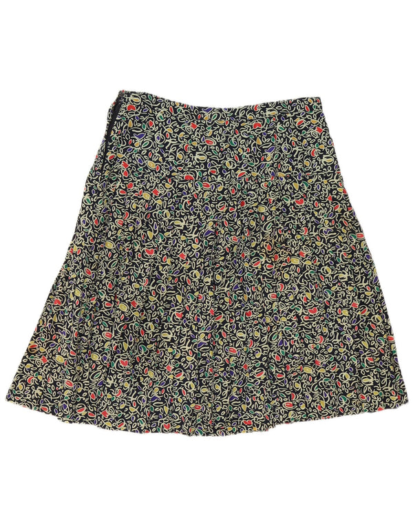 Gonna a pieghe vintage da donna con motivo astratto W34 grande multicolore